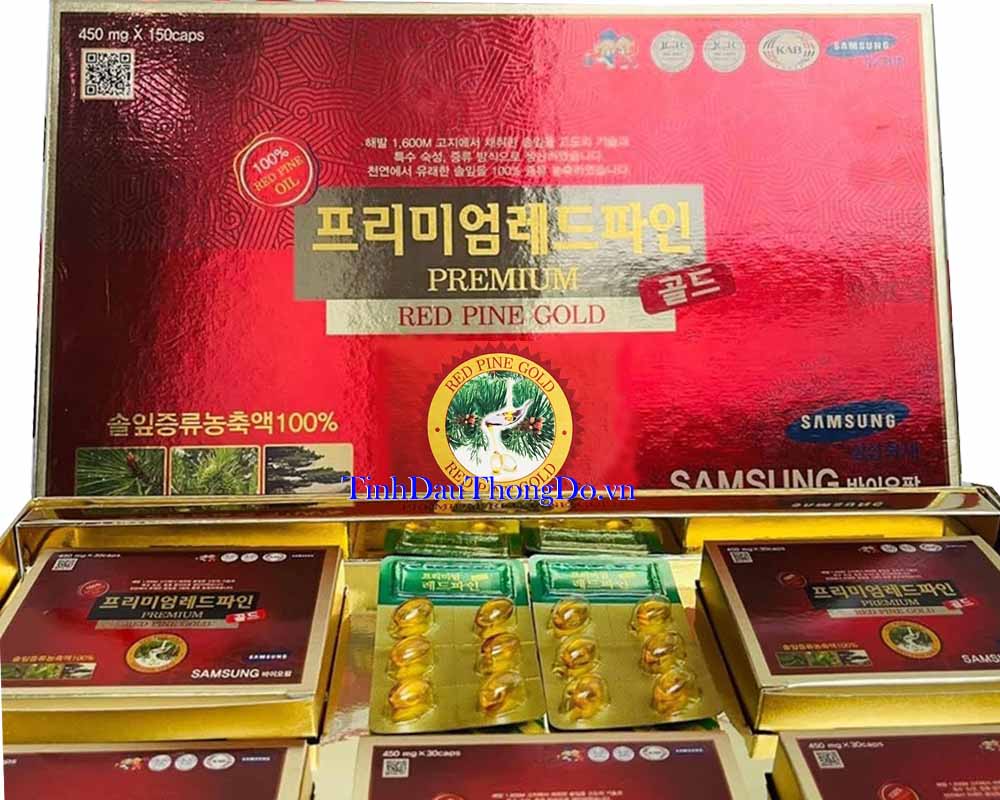 Tinh dầu thông đỏ Premium Red Pine Gold 150 viên * 450mg SAMSUNG