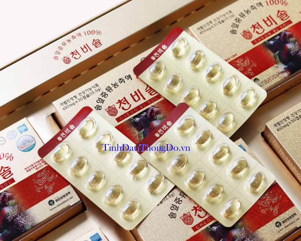 Tinh dầu thông đỏ Cheon Bi Sol hộp 180 viên * 450mg